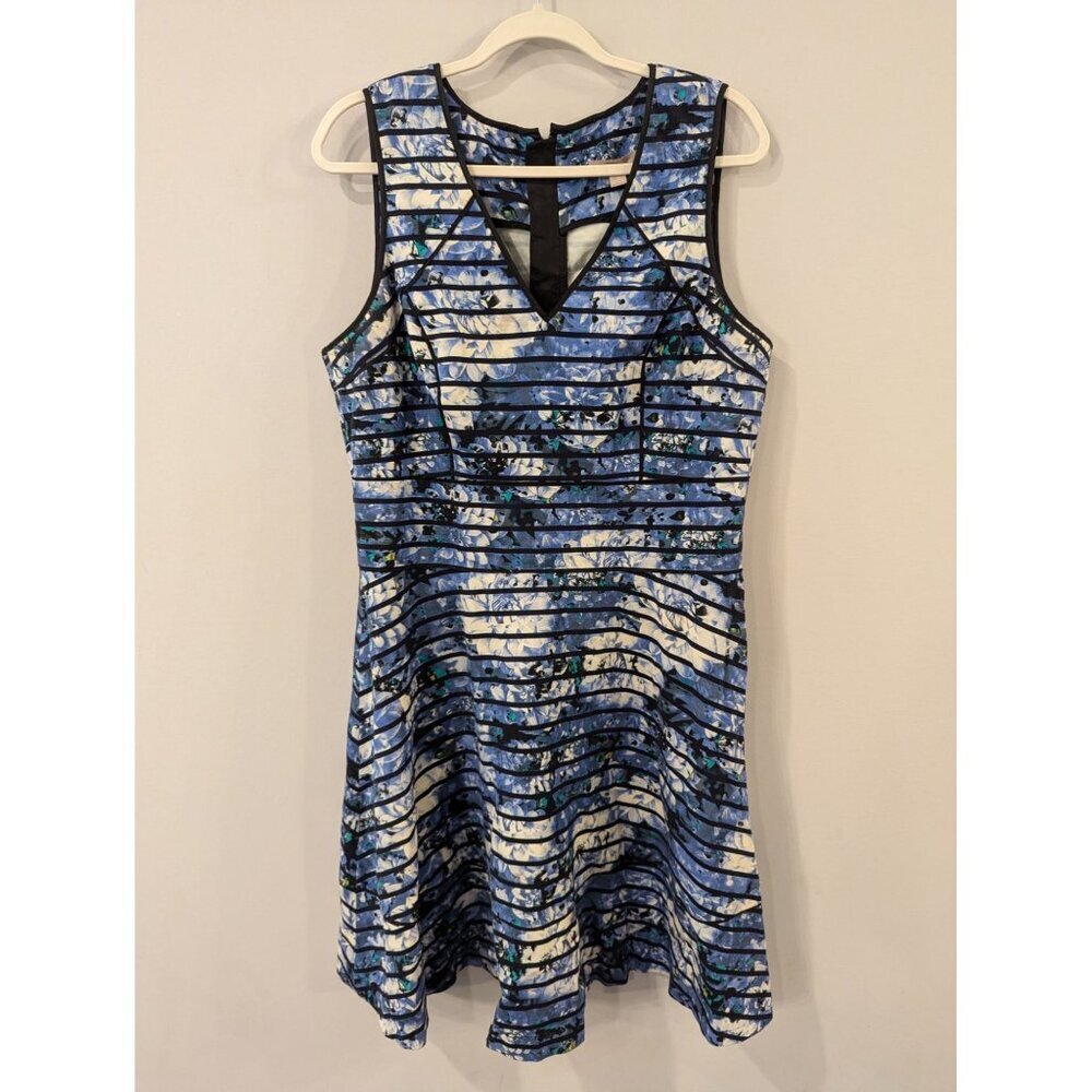Banana Republic Floral Striped Sleeveless Dress With Back Zipper